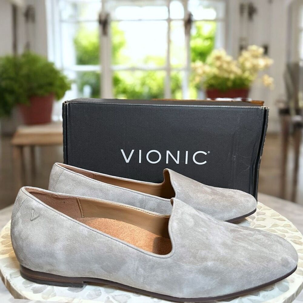 VIONIC Willa Leather Suede Supportive Slip On Loafer Flat Orthotic APMA